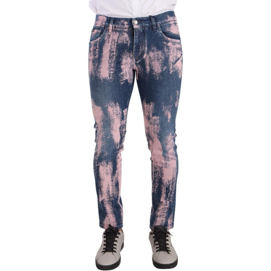 Dolce & Gabbana Elegant Skinny Slim Fit Denim Jeans in Tie Dye Dolce & Gabbana Dark Slate Gray