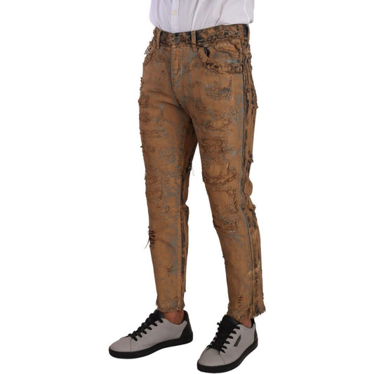 Dolce & Gabbana Authentic Distressed Denim Classic Trousers Dolce & Gabbana Dark Olive Green