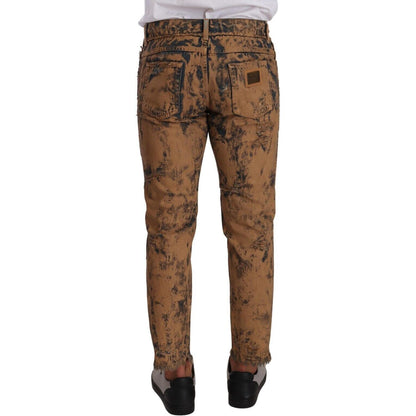 Dolce & Gabbana Brown Distressed Cotton Regular Denim Jeans 1728,67345645728,Brown,Clothing,Cropped Jeans - Jeans Denim - Clothing,Dolce & Gabbana,IT48 | M,Jeans & Pants - Men - Clothing,Jeans Denim - Clothing,Material: 100% Cotton,Men,Men - Clothing,New