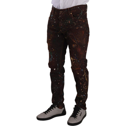 Dolce & Gabbana Brown Splash Color Cotton Regular Denim Jeans 1728,67345645728,Brown,Clothing,Dolce & Gabbana,IT52 | XL,Jeans & Pants - Men - Clothing,Jeans Denim - Clothing,Material: 100% Cotton,Men,Men - Clothing,New with tags,Skinny Jeans - Jeans Denim