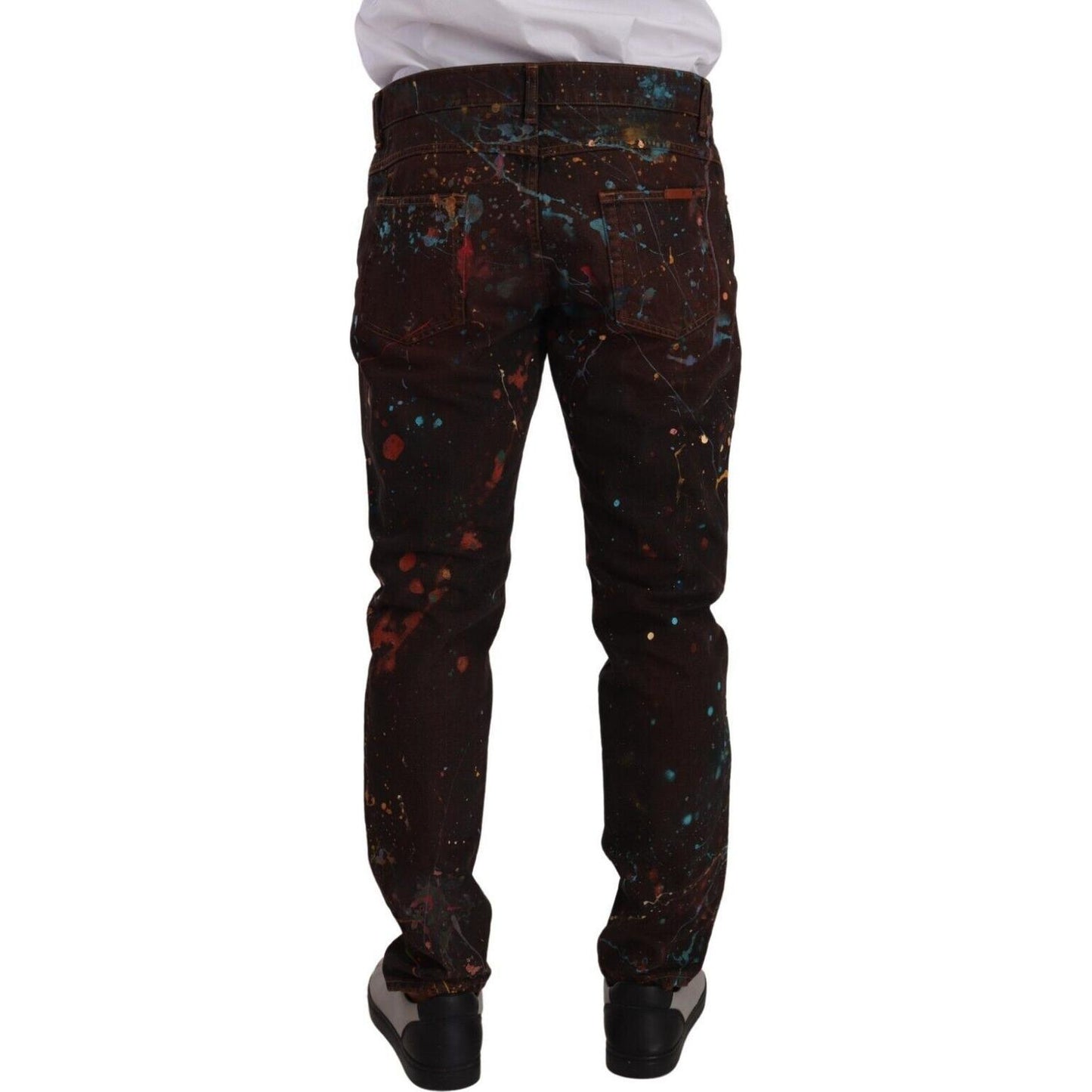 Dolce & Gabbana Brown Splash Color Cotton Regular Denim Jeans 1728,67345645728,Brown,Clothing,Dolce & Gabbana,IT52 | XL,Jeans & Pants - Men - Clothing,Jeans Denim - Clothing,Material: 100% Cotton,Men,Men - Clothing,New with tags,Skinny Jeans - Jeans Denim