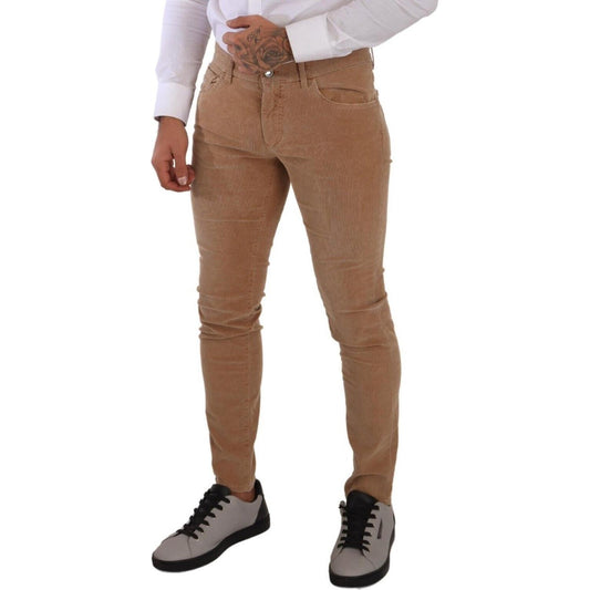 Dolce & Gabbana Elegant Slim Fit Corduroy Jeans Dolce & Gabbana Dim Gray