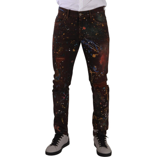 Dolce & Gabbana Multicolor Painted Skinny Denim Jeans Dolce & Gabbana Black