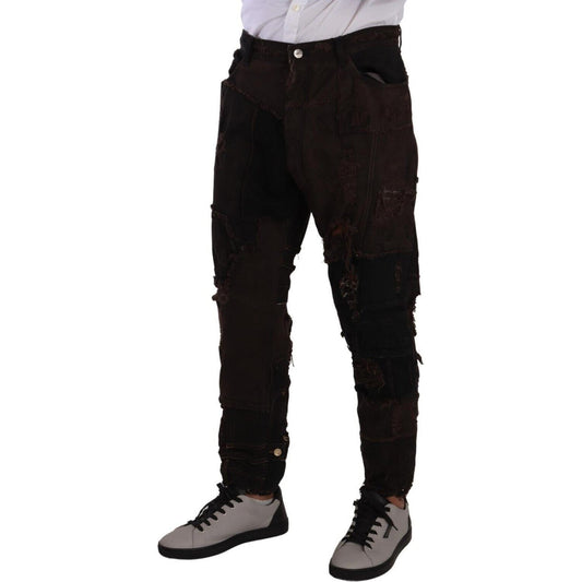 Dolce & Gabbana Elegant Distressed Patchwork Denim Jeans Dolce & Gabbana Black