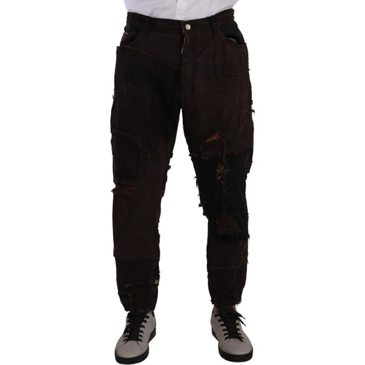 Dolce & Gabbana Elegant Distressed Patchwork Denim Jeans Dolce & Gabbana Black