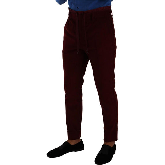 Dolce & Gabbana Elegant Bordeaux Velvet Dress Trousers Dolce & Gabbana Black