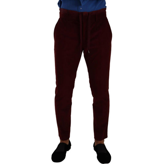 Dolce & Gabbana Elegant Bordeaux Velvet Dress Trousers Dolce & Gabbana Black