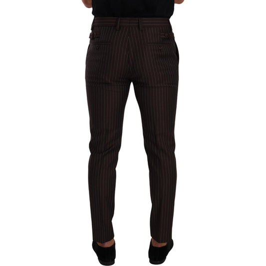 Dolce & Gabbana Elegant Brown Striped Woolen Men's Trousers Dolce & Gabbana Black