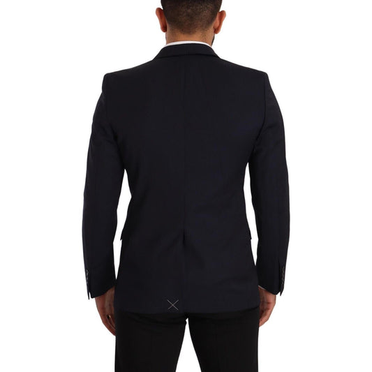 Dolce & Gabbana Sleek Navy Martini Slim Fit Wool Blazer Dolce & Gabbana Black