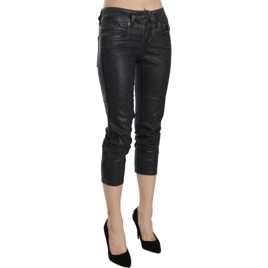 John Galliano Black Washed Mid Waist Slim Leg Cropped Denim Pants PAN70468- 24