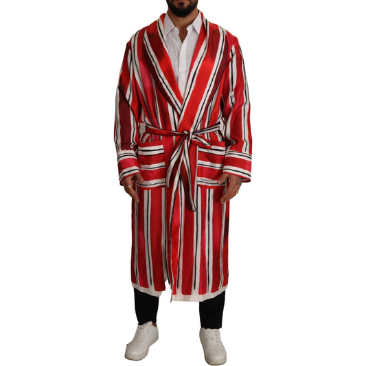 Dolce & Gabbana Chic Striped Silk Sleepwear Robe Dolce & Gabbana Brown