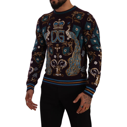 Dolce & Gabbana Elegant Bordeaux Cashmere Crewneck Sweater Dolce & Gabbana Black