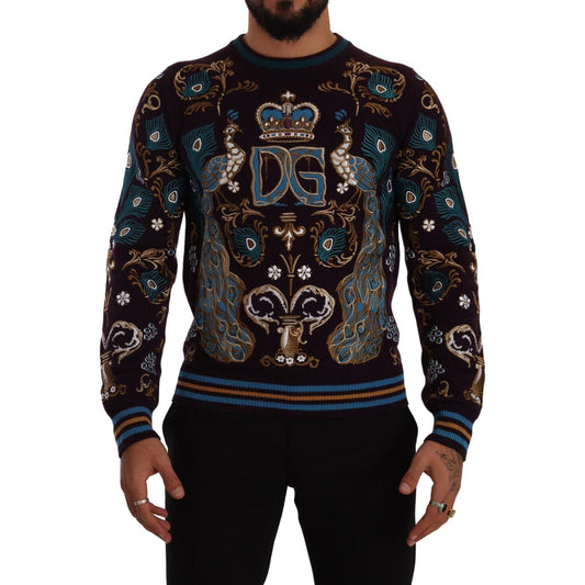 Dolce & Gabbana Elegant Bordeaux Cashmere Crewneck Sweater Dolce & Gabbana Black