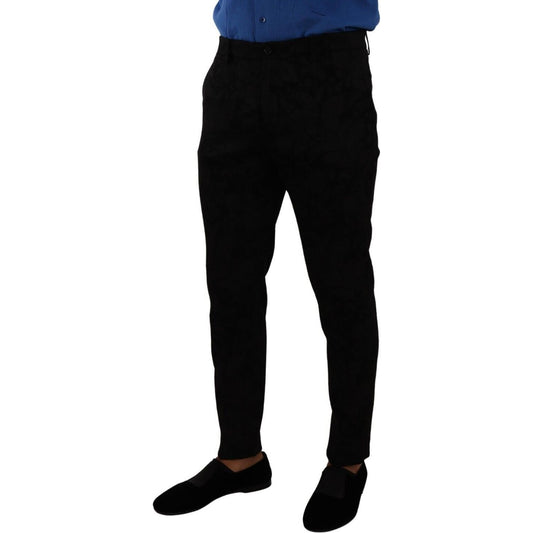 Dolce & Gabbana Black Brocade Skinny Formal Trouser Dress Pants PAN72903 - 48