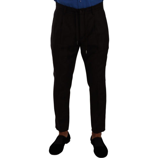 Dolce & Gabbana Elegant Burgundy Wool Jogger Pants Dolce & Gabbana Black