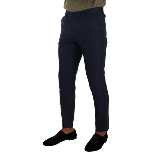 Dolce & Gabbana Elegant Dark Blue Slim-Fit Dress Pants Dolce & Gabbana Black