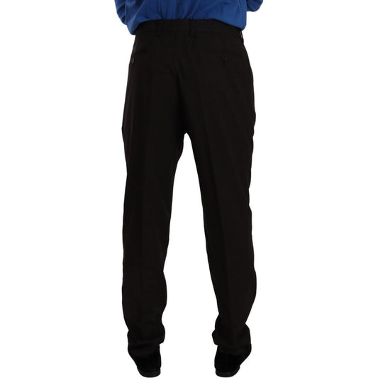 Dolce & Gabbana Elegant Brown Striped Wool Dress Pants Dolce & Gabbana Black