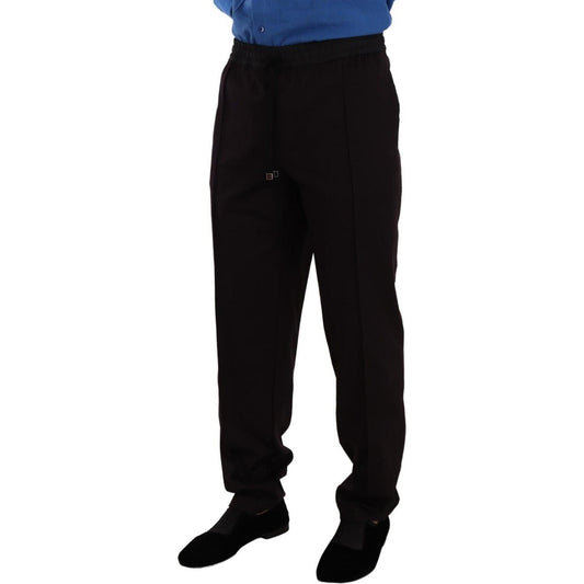 Dolce & Gabbana Elegant Burgundy Cotton Joggers Dolce & Gabbana Black