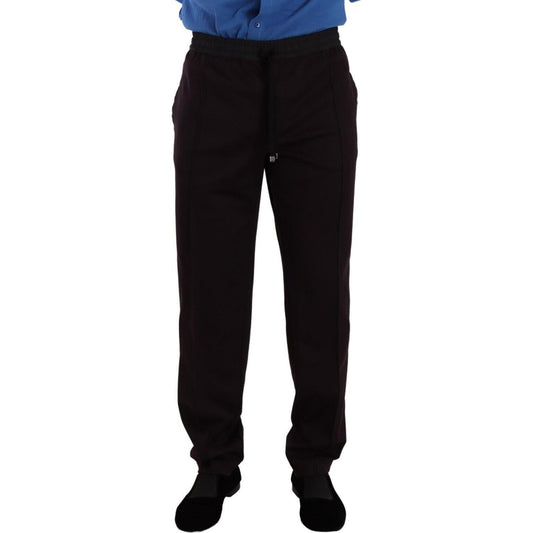 Dolce & Gabbana Elegant Burgundy Cotton Joggers Dolce & Gabbana Black