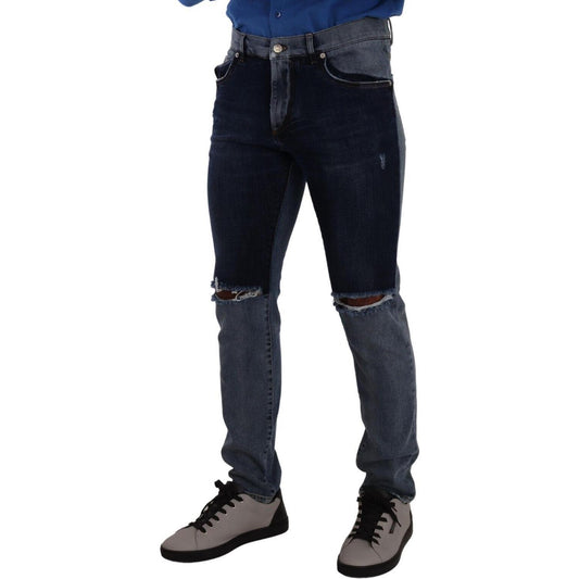Dolce & Gabbana Chic Slim Fit Tattered Denim Dolce & Gabbana Dark Slate Gray