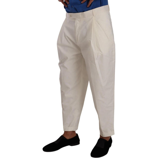 Dolce & Gabbana Elegant White Cotton Stretch Dress Pants Dolce & Gabbana Dark Gray