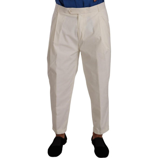 Dolce & Gabbana Elegant White Cotton Stretch Dress Pants Dolce & Gabbana Dark Gray