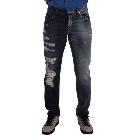 Dolce & Gabbana Chic Tattered Denim Jeans Dolce & Gabbana Dark Slate Gray