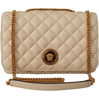 Versace White Nappa Leather Medusa Shoulder Bag