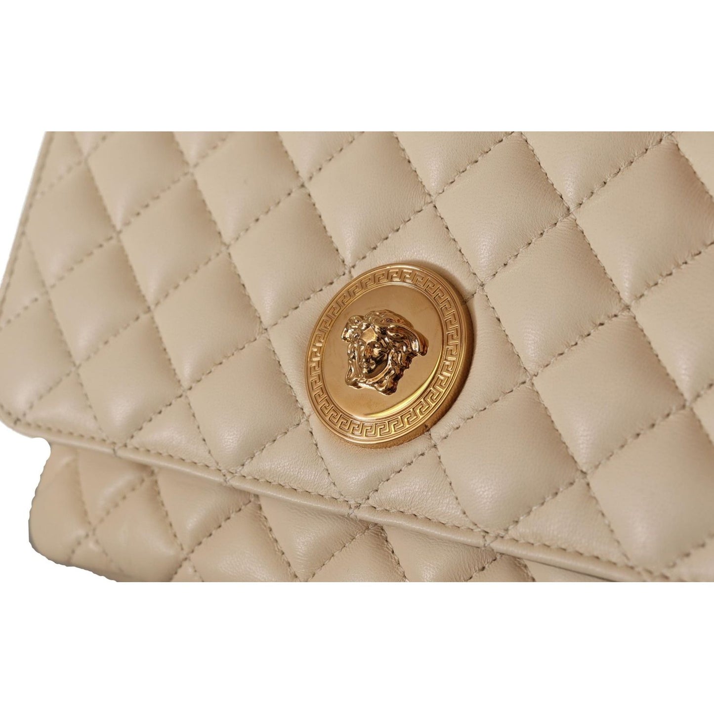 Versace White Nappa Leather Medusa Shoulder Bag