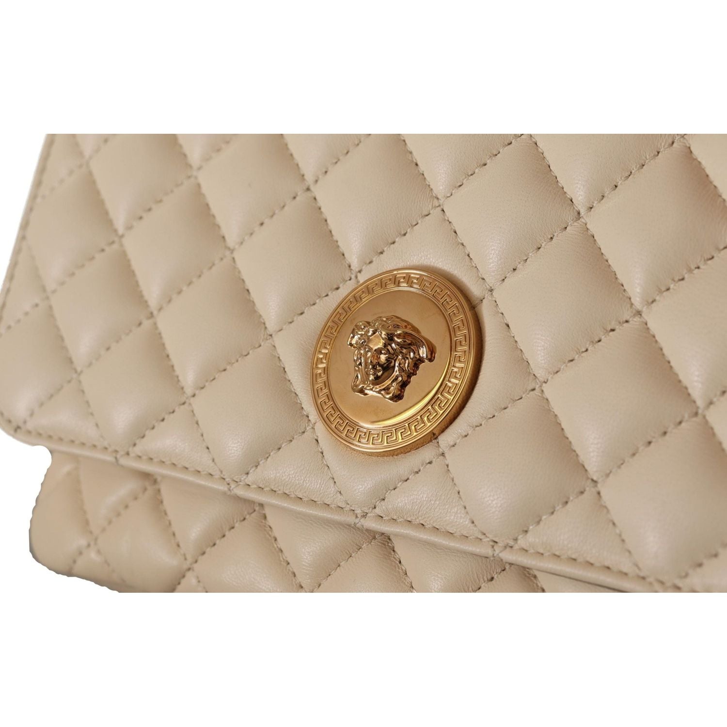 Versace White Nappa Leather Medusa Shoulder Bag