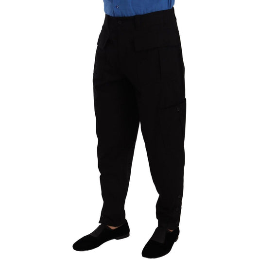 Dolce & Gabbana Black Cotton Stretch Tapered Cargo Pants PAN72873 - 48
