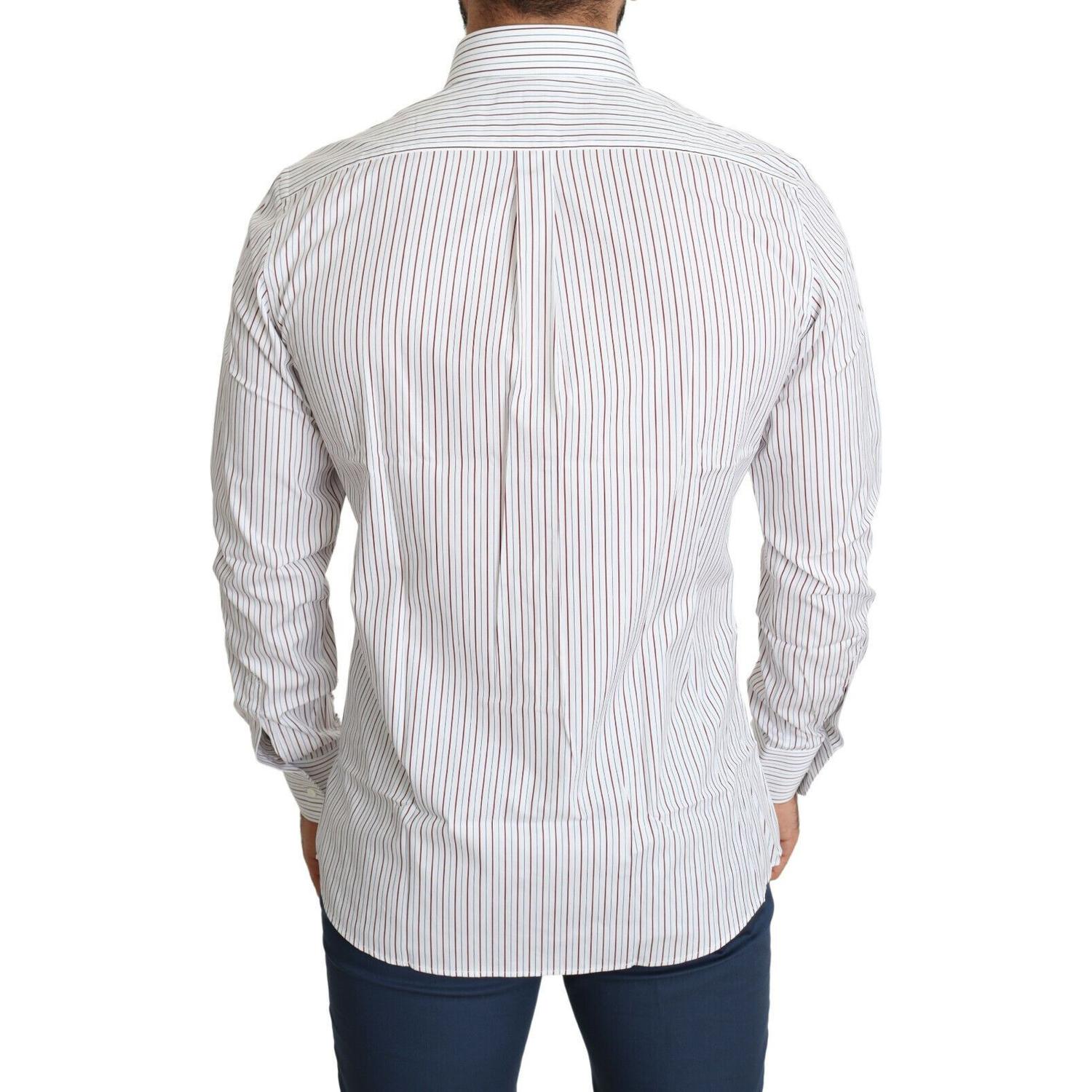 Dolce & Gabbana White Striped Formal MARTINI Shirt