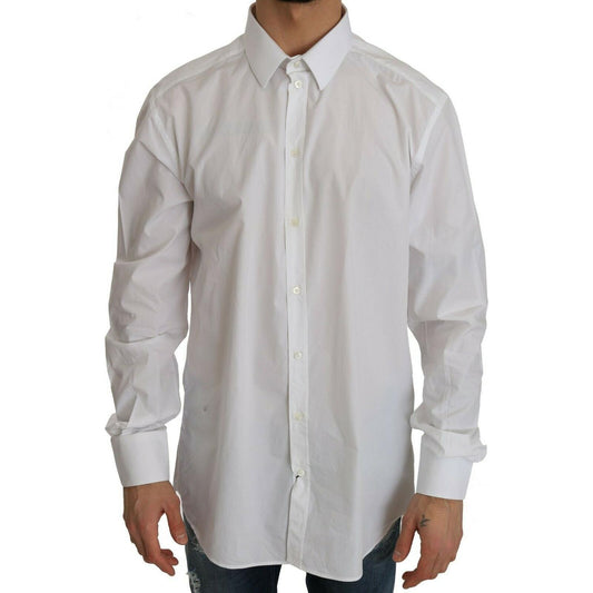 Dolce & Gabbana Exclusive White Slim Fit Formal Shirt Dolce & Gabbana Gray