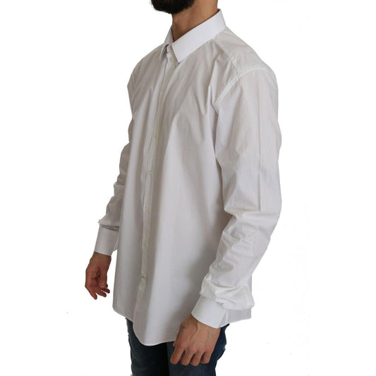 Dolce & Gabbana Exclusive White Slim Fit Formal Shirt Dolce & Gabbana Dark Gray