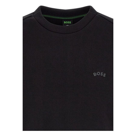 Hugo Boss Elegant Black Cotton Round Neck Sweatshirt 4063534376382