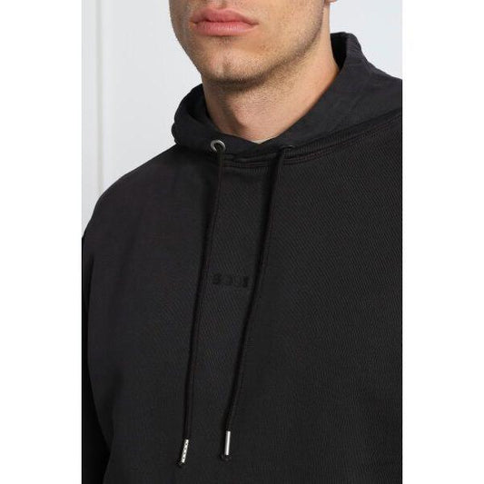 Hugo Boss Elegant Dark Blue Cotton Hooded Sweatshirt Hugo Boss Gray