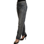 Acht Gray Washed Ramie Straight Denim Folded Hem Jeans