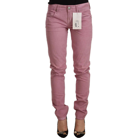 Acht Elegant Pink Slim Fit Denim Jeans Acht Dim Gray