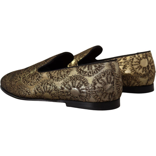 Dolce & Gabbana Gold Tone Loafers Slides Dress Shoes Dolce & Gabbana Dark Slate Gray
