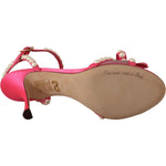 Dolce & Gabbana Pink Satin White Pearl Crystals Heels Shoes