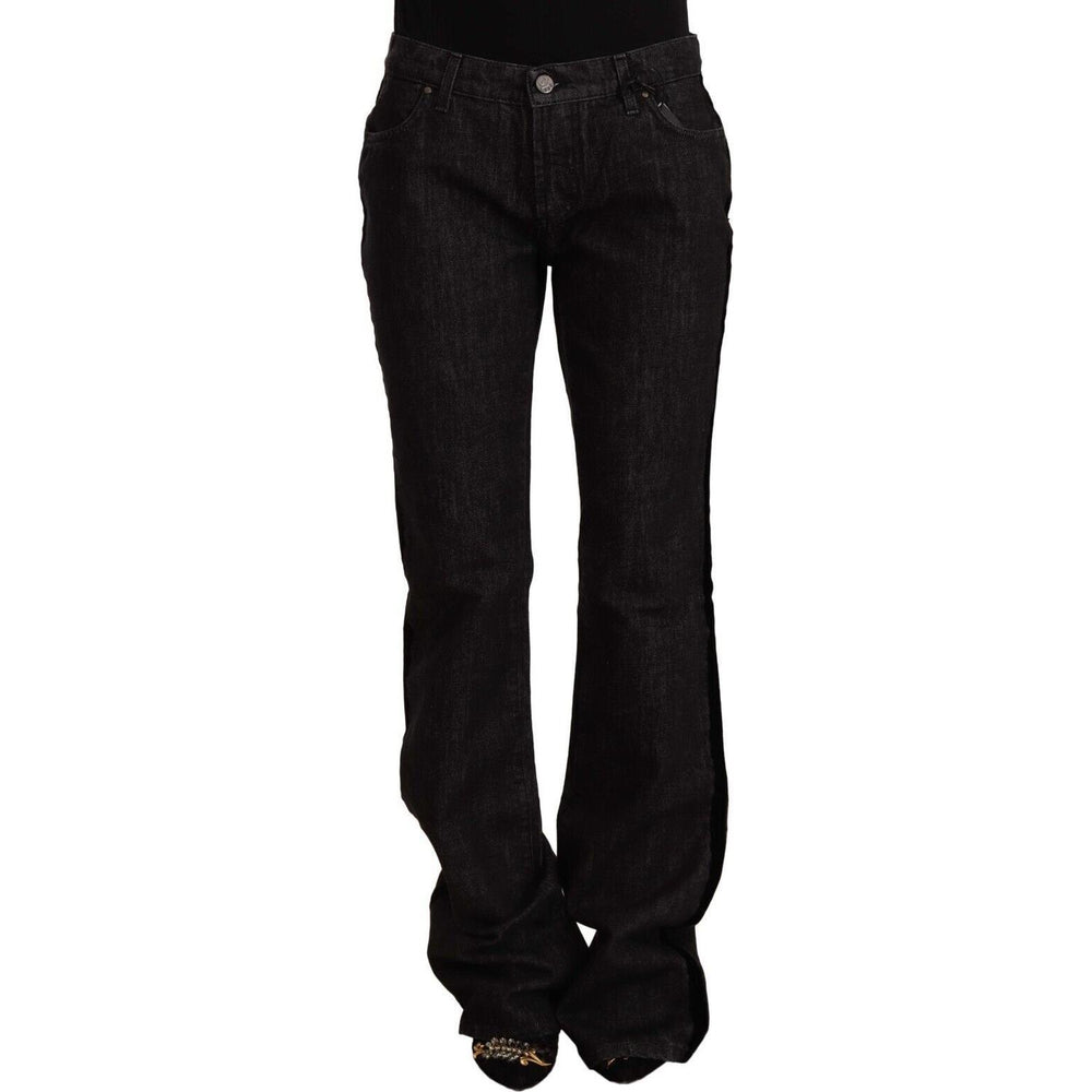GF Ferre Sleek Mid Waist Bootcut Designer Jeans GF Ferre Black