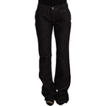 GF Ferre Sleek Mid Waist Bootcut Designer Jeans GF Ferre Black