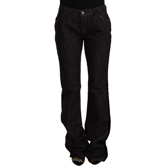 GF Ferre Black Mid Waist Cotton Denim Straight Boot Cut Jeans PAN72216 - 28
