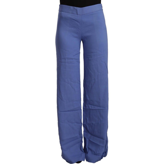 P.A.R.O.S.H. Chic Wide-Leg High Waist Blue Trousers P.A.R.O.S.H. Dark Slate Blue