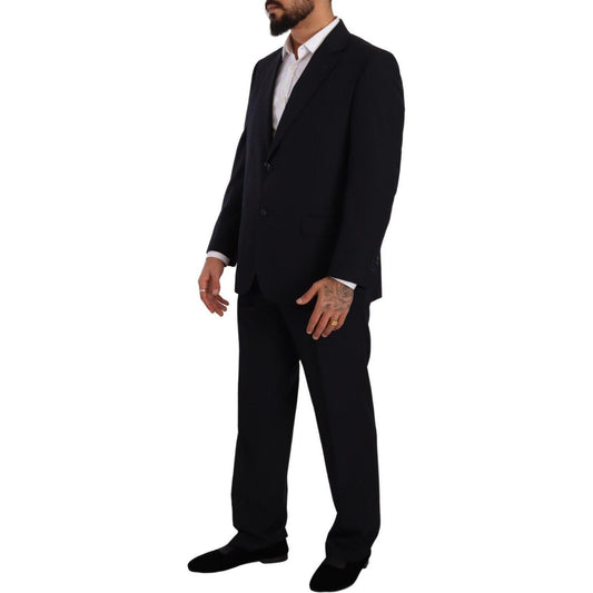 Domenico Tagliente Elegant Blue Two-Piece Deconstructed Suit Domenico Tagliente Black