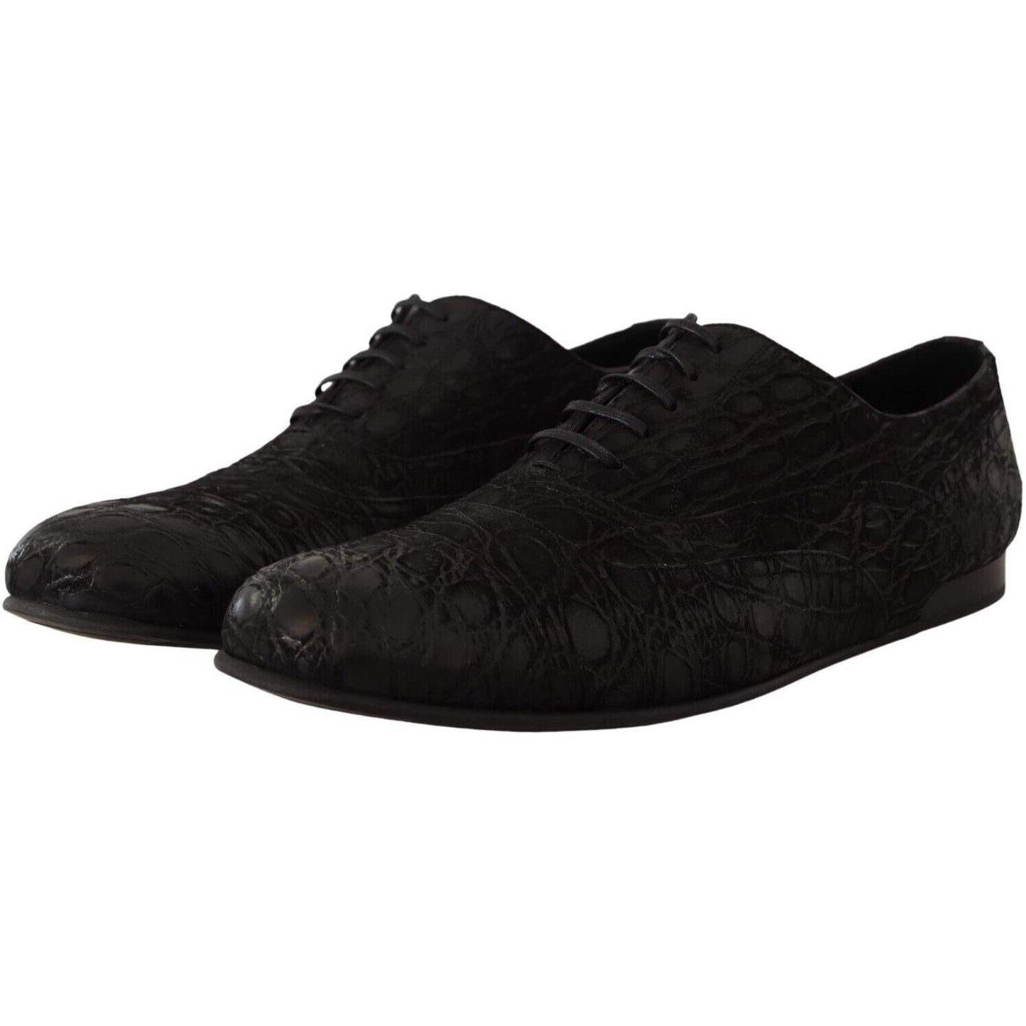 Dolce & Gabbana Black Caiman Leather Mens Oxford Shoes MV4523 - 44