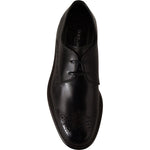 Dolce & Gabbana Black Leather Dress Formal Derby Shoes MV2000- 39