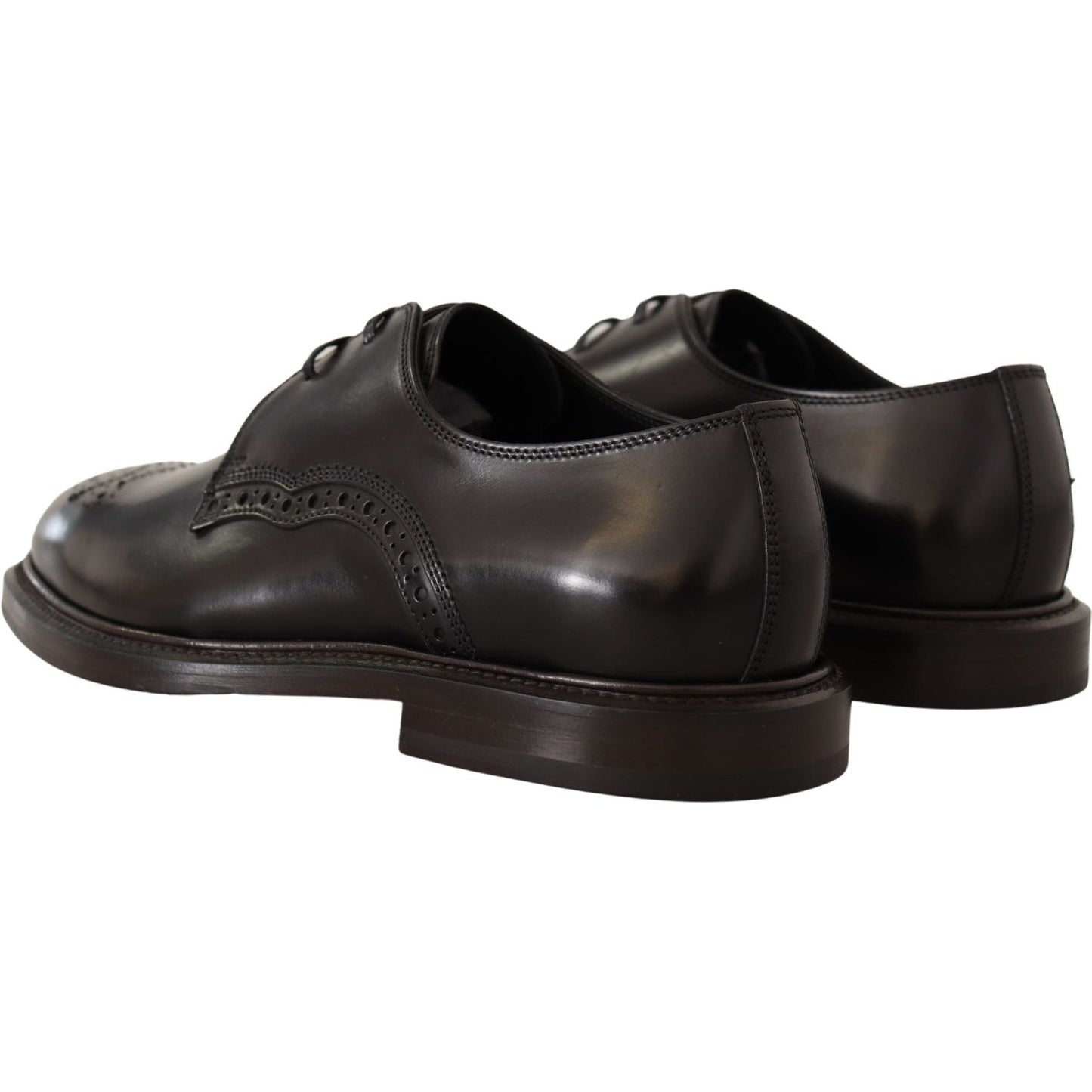 Dolce & Gabbana Black Leather Dress Formal Derby Shoes MV2000- 39