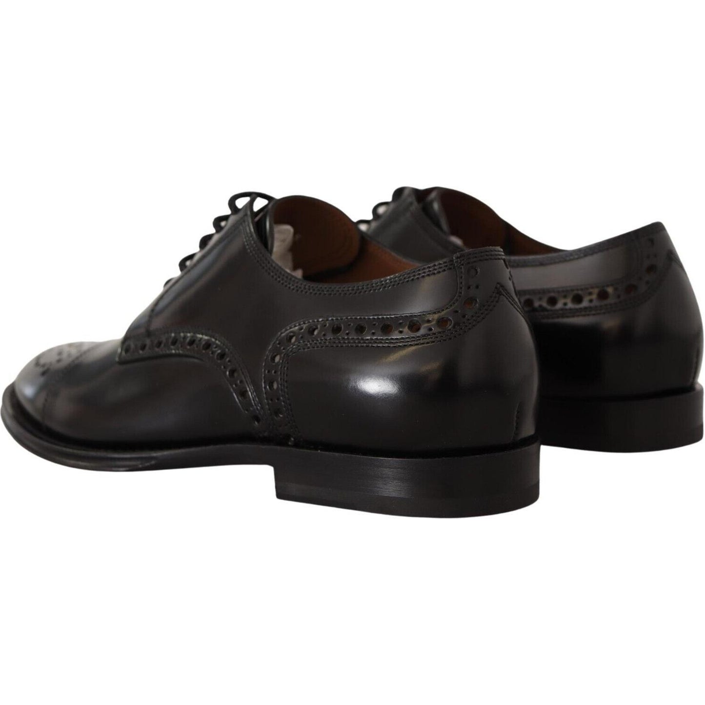 Dolce & Gabbana Black Leather Wingtip Mens Formal Derby Shoes