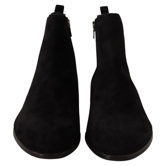 Dolce & Gabbana Black Suede Leather Chelsea Mens Boots Shoes MV4480 - 41